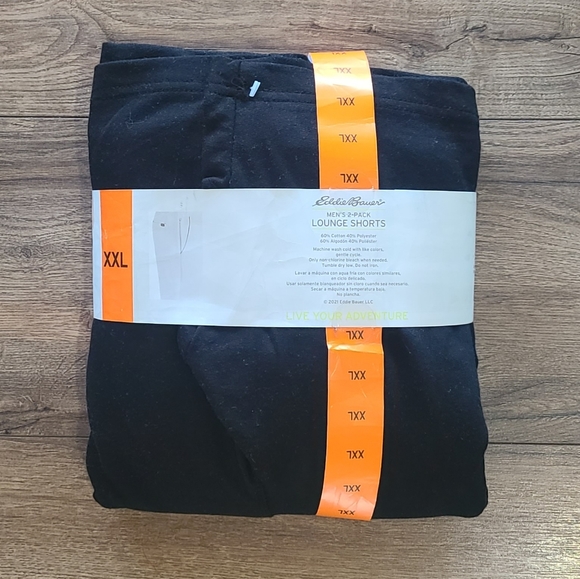 NWT'S- EDDIE BAUER -2 pack Lounge Shorts- Gray/Black- Dual Side Pockets - Sz XXL - Picture 2 of 7